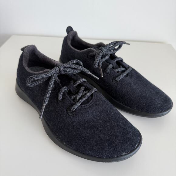 Allbirds Sneakers Womens 9 Black Charcoal Wool Runners Mizzles Shoes Lace Up - Picture 2 of 8